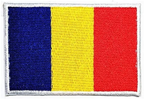 Kleenplus 1,7x2,6 polegada. Romania Flag Flag bordou Appliques Ferro em Sew On Patch Square Shape Country Patches para