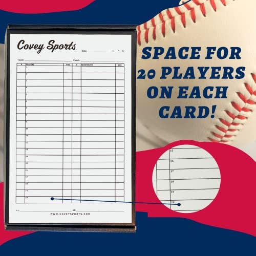 Cartões de linha de softball de beisebol de covey - Formato grande - - 8,5 x 5,5 polegadas Folhas de cartões de linha, acessórios