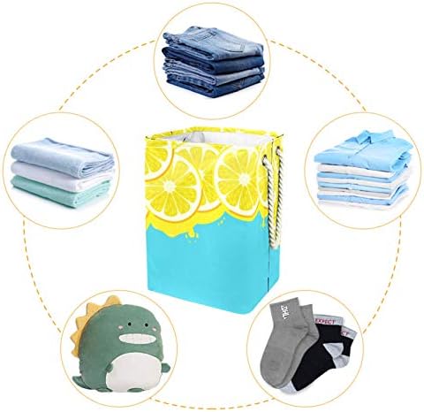 Deyya limão azul lindas cestas de lavanderia cestam altas resistentes dobráveis ​​para crianças adultas meninos adolescentes meninas