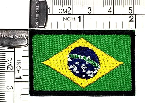 Kleenplus 3pcs. 1,2x2 polegada. Mini Brasil Brasil Flag bordado Ratch ferro em costura em emblemas nacionais manchas quadradas