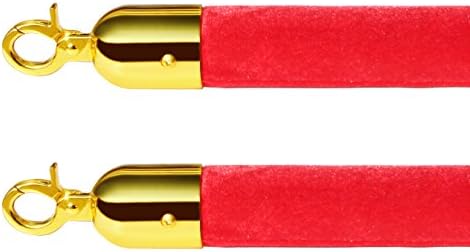 Novo Star FoodService 54750 Red Velvet Stanchion corda com ganchos banhados a cores douradas, 79,5 polegadas, conjunto