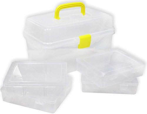 Armazenamento: grande caixa de armazenamento de plástico com 4 caixas menores dentro