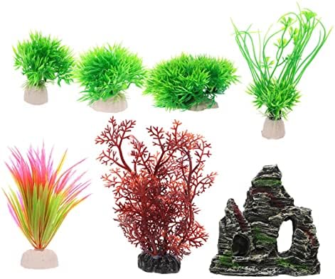 IPETBOOM 4 conjuntos de plantas de água artificial Plantas de tanque de peixes Plantas de decoração de mesa para