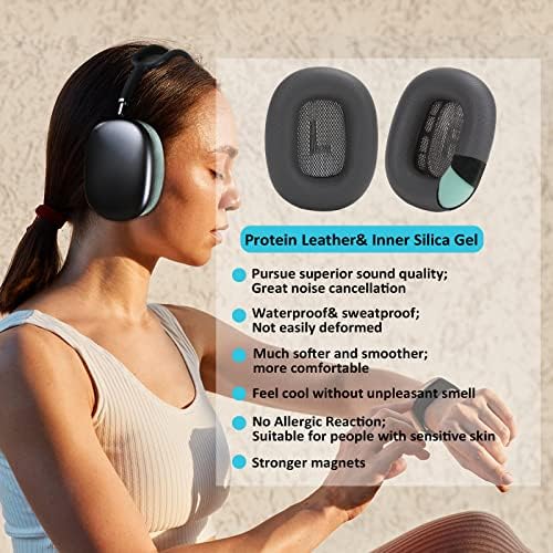 Earpads de gel compatíveis com airpods xícaras de orelha máxima almofadas de orelha magnética com gel de sílica, couro de