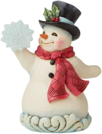 ENESCO JIM SHORE Heartwood Creek Winter Wonderland boneca de neve segurando floco de neve Simple alegrias estatuetas,