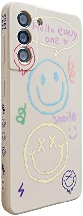 Smile fofo rosto de pintura simples capa de telefone para Samsung Galaxy S21 com impressão lateral Especial Slim Smooth