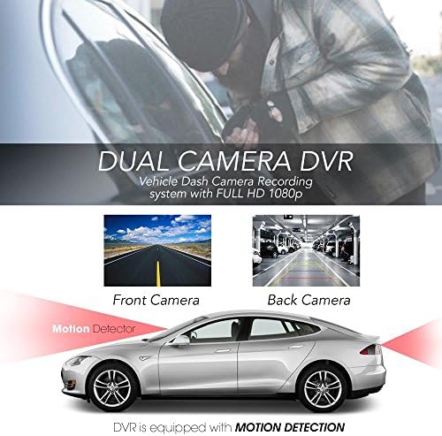 Dash Cam traseiro DVR Monitor - Sistema de gravação de vídeo de câmera de câmera dupla de 1,5 ”Visualização de câmera dupla