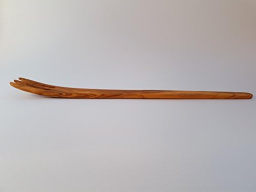 Skandwood Curved Fork com 3 pontos - Material de madeira de azeitona - feita à mão por artesãos albaneses.