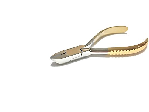 Ligatura ortodôntica e cortador ortodôntico, este cortador possui dicas finas para facilitar o acesso a áreas difíceis de alcançar.