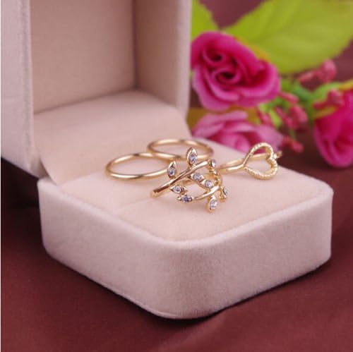 SOPAPORN SHOP RINGS URBAN GOLD CRISTAL PLANO ACIMAGEM ANEL RING MIDI RING 4PCS/SET