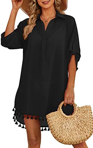 Yincro Women Swimsuit Cover Up Shirt 2023 Tassel Taking Tanho de praia para vestido de biquíni de moda de banho