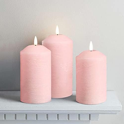 Eywamage blush rosa sem chamas de pilares sem chamas com velas de bateria realista de pista de cera remota e realistas de