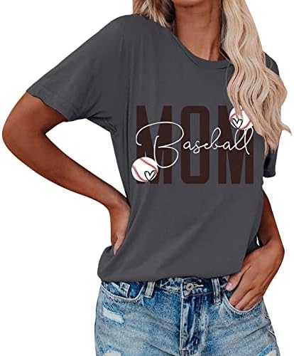 Mulheres tops da moda, tees gráficos de beisebol de beisebol fofo de beisebol de verão de manga curta de manga curta Tops de esportes casuais