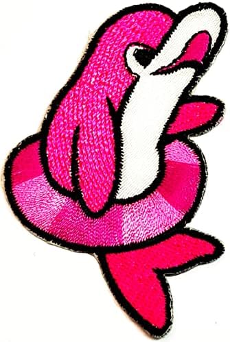 Kleenplus Pink Golphin show Cartoon Patch Patch Dolphin Cute Animal Sticker Craft Patches de apliques de seleção de costura bordados