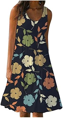 Fragarn Sundresses for Women Casual Beach, vestido de praia floral de verão feminino, vestido de pescoço redondo com