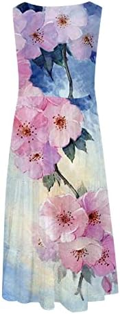 BDPORKAS WOMENS Summer Flower Print Midi Dress Casual Crewneck Sole Helly Vestres Helly