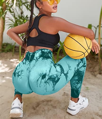 Wavar Scrunch Butt Leggings para mulheres TIY MUITAS TIY DYE HIGH CAIZ PALTAS DE IOGA COM REVISÃO COM COMBALHO E SORRO CONTOLHO