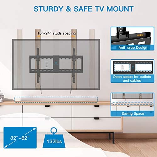 PERLESMITH TV MOLHE para a maioria da TV de 32 a 82 polegadas, com carregando 132 libras e max vesa 600x400mm, montagem