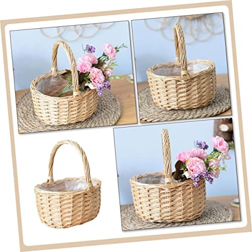 PretyZoom 2pcs escolhendo cestas antigas do estilo de estilo artesanal com um presente de tecido de tecido de contêiner com contêiner
