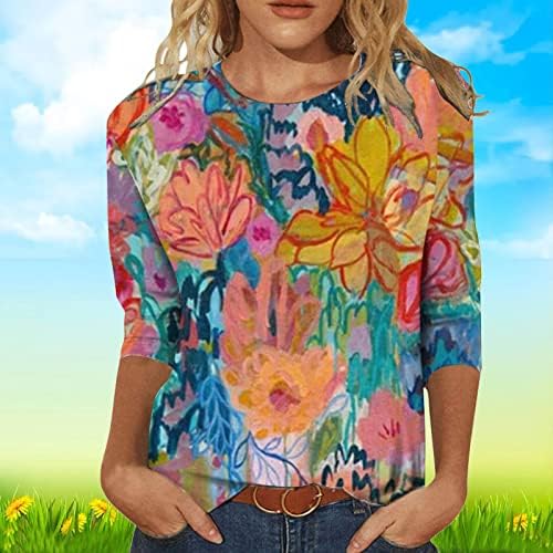 Camisetas gráficas para mulheres depuração na moda - 3/4 de manga T para mulheres o pescoço de camiseta de impressão de