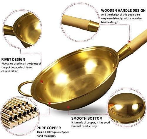 SAZAK Pure Copper Wok Pan Copper Pote