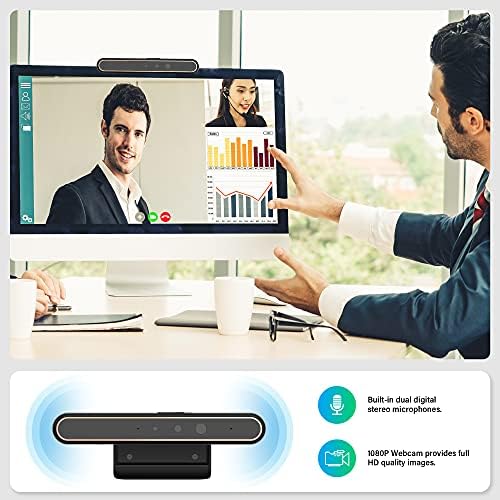 IPTNIC Webcam, Windows Hello Reconhecimento de rosto webcam para login instantâneo com Windows 10, câmera USB IR com