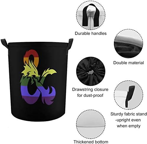 Dragons orgulho gay arco -íris bandeira de roupa cesto de lavanderia cesta de lavanderia de lavanderia grande cesta de brinquedos