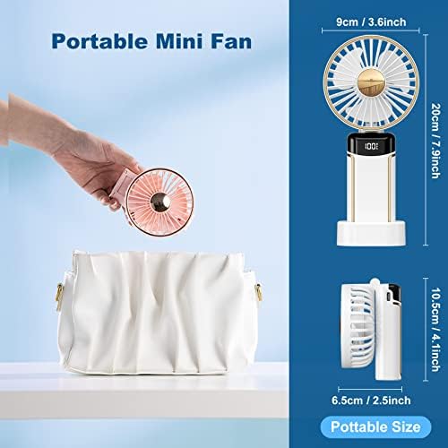 Ventilador de mão pequeno ventilador portátil portátil com 5 velocidades, 3600mAh mini -fã de mão recarregável USB de 3600mAh,