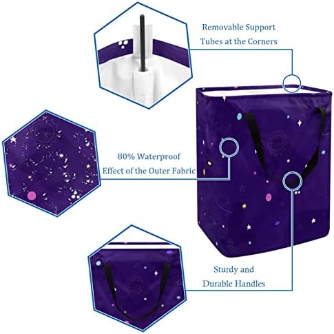 Espaço Starry Sky Galaxy Purple Print Print Collapsible Laundry Horse, 60l de lavanderia à prova d'água Baskets de lavagem