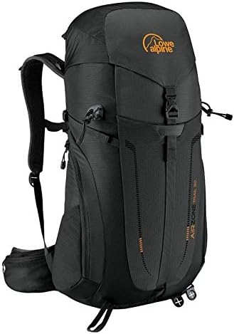 Backpack da trilha Lowe Alpine AirZone para caminhadas diurnas ou curtas, AirZone Trail 35 litros, grande, preto