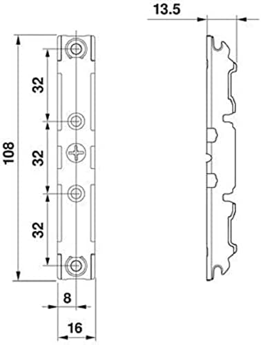 Blum 20S4200 Aventos Wood ou Wide Aluminium Port Mication Plate Conjunto, níquel