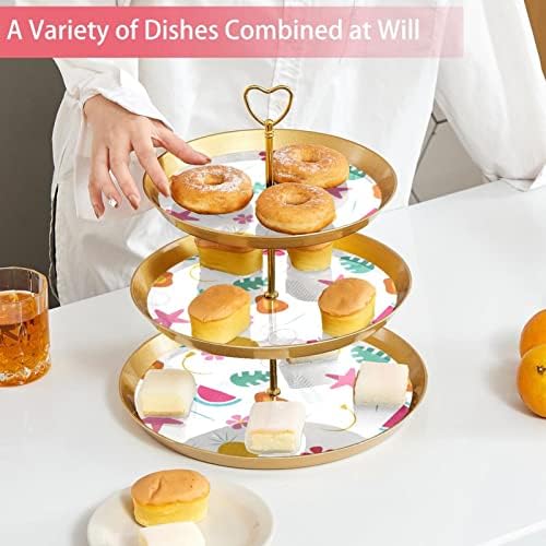 Stand de bolo de sobremesa, decoração de mesa para celebração de festas de aniversário de casamento, padrão de flor de frutas