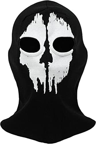 Balaclava preta Fantasmas Máscara de face completa, máscara de esqui à prova de vento máscara de motocicleta máscara de cosplay