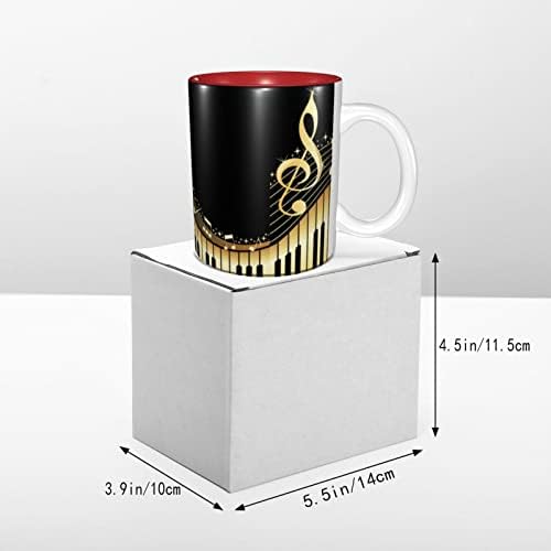 Novel Music Note Coffee canecas 11 oz caneca de cerâmica para escritório e copo de chá de chá de água em casa dentro de vermelho