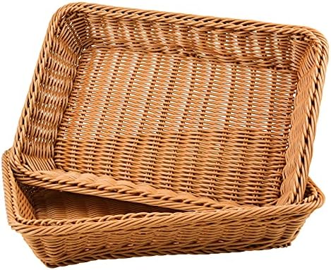 Cesta de tecido wandic, 2 pcs cestas de pão de pão poli-poli para alimentos para alimentos vegetais que servem restaurantes cozinha