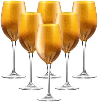 Goblete - Vapo de vinho tinto - vidro d'água - O vidro é decorado em ouro - copos caçadores - conjunto de 6 taças - cristal de vidro