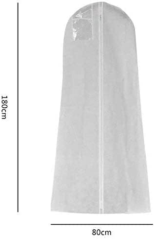 Vestido de noiva pendurado Tampa de vestuário de vestido de noiva com bolsa de armazenamento Prove de pó de roupas respirável Capa