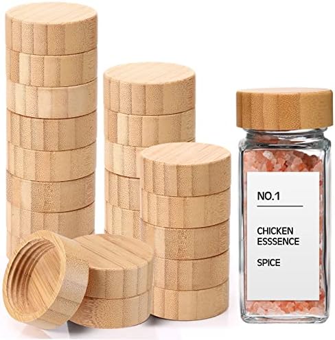28 peças Spice Jar Bambu Lids Airtight Spice Jars Candes se encaixa de 4 oz e 8 oz de peças de vidro com rosca de vidro, jarra