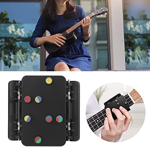 Treinador de acordes de ukulele, sílica gel 6 cores de botão redondo clipe no design de instalação fácil ukulele prática assistente