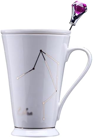 Wionc Nordic Zodiac Cerâmica Cup Appliques Bone China Coffee Caneca com colher de tampa Casal de casal de cerâmica