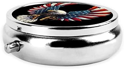 American Eagle Flag Round Mini Pill Box - Dispensador de pílula diária Organizador vitamínico