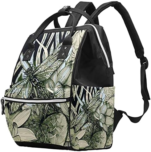 Vintage Watercolor Lotus Flower Dragonfly Backpack Backpack Baby Nappy Changing Bags Multi Função Bolsa de viagem de