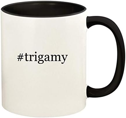 Presentes de Knick Knack Trigamy - 11oz Hashtag Ceramic Colored Handle and Inside Coffee Cup Cup, preto