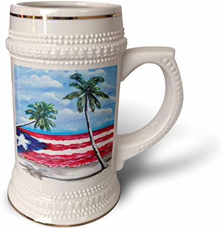 3drose Melissa A. Torres porto -riquenho - palmeiras e bandeira porto -riquenha - 22oz de caneca de Stein