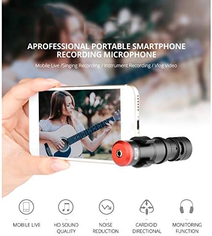 Microfone de smartphone estéreo da Profissão Uxzdx CuJux para gravação de vídeo Live 3,5mm Jack Mic for