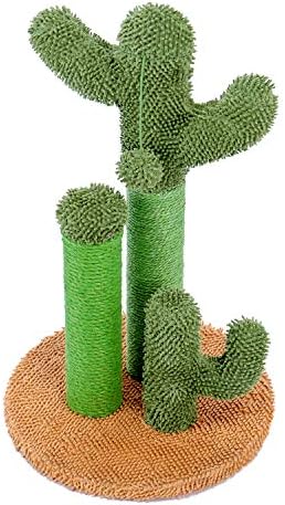 Cat Risping Post Cactus Cat Scratcher com 3 postes de arranhões e bola de peanque interativa