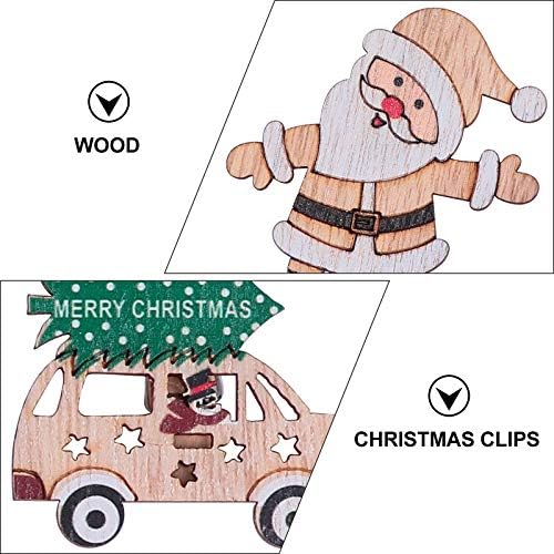 Doitool12pcs Padrão de Natal Mini de madeira Nota Memorando CLIPS CARTROS DE CARTORES DO LAS