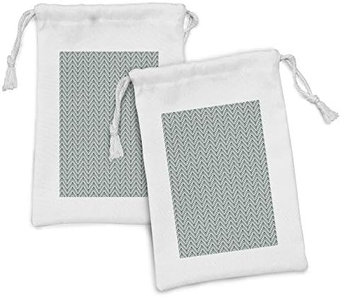 Conjunto de bolsas de tecido abstrato de Ambesonne de 2, padrão de detalhes geométricos em ziguezague