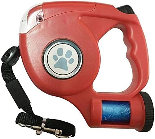 Qdy -16ft coleira de cachorro retrátil com lanterna LED, trela de cachorro longa premium longa, alça ergonômica confortável, bolsa