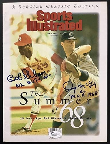 Bob Gibson assinou a Sports Illustrated Denny McLain Autograph No Label 19/07/93 JSA - Revistas MLB autografadas